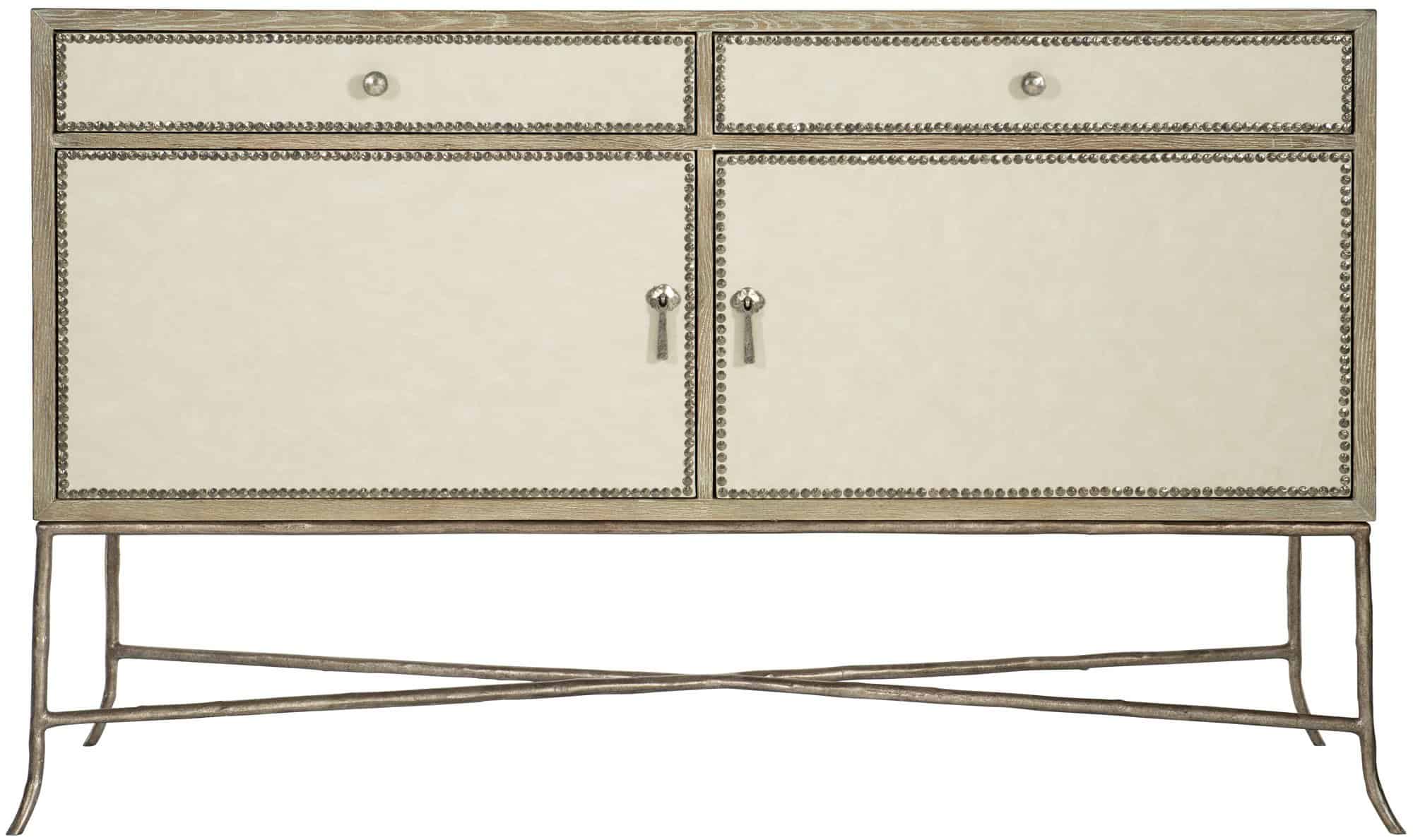 Rustic Patina Buffet2 Drawers with 2 Doors and Textured Cast Iron Base