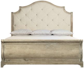 Rustic Patina Upholstered King Sleigh Bed