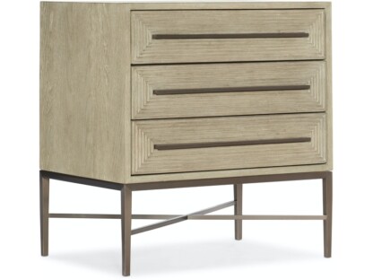 Cascade Three-Drawer Nightstand with Metal Base