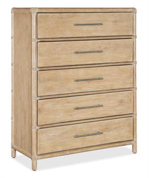 Pole Rattan Five-Drawer Chest